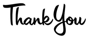 The words thank you in script font