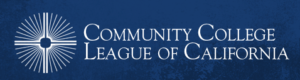 Blue background with the Community College League of California name and logo
