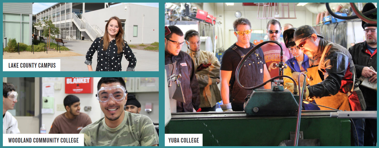 Images of students at the college locations